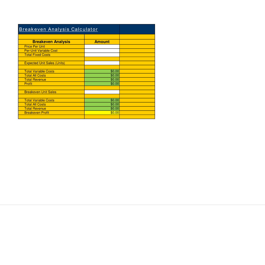 Breakeven Analysis Calculator