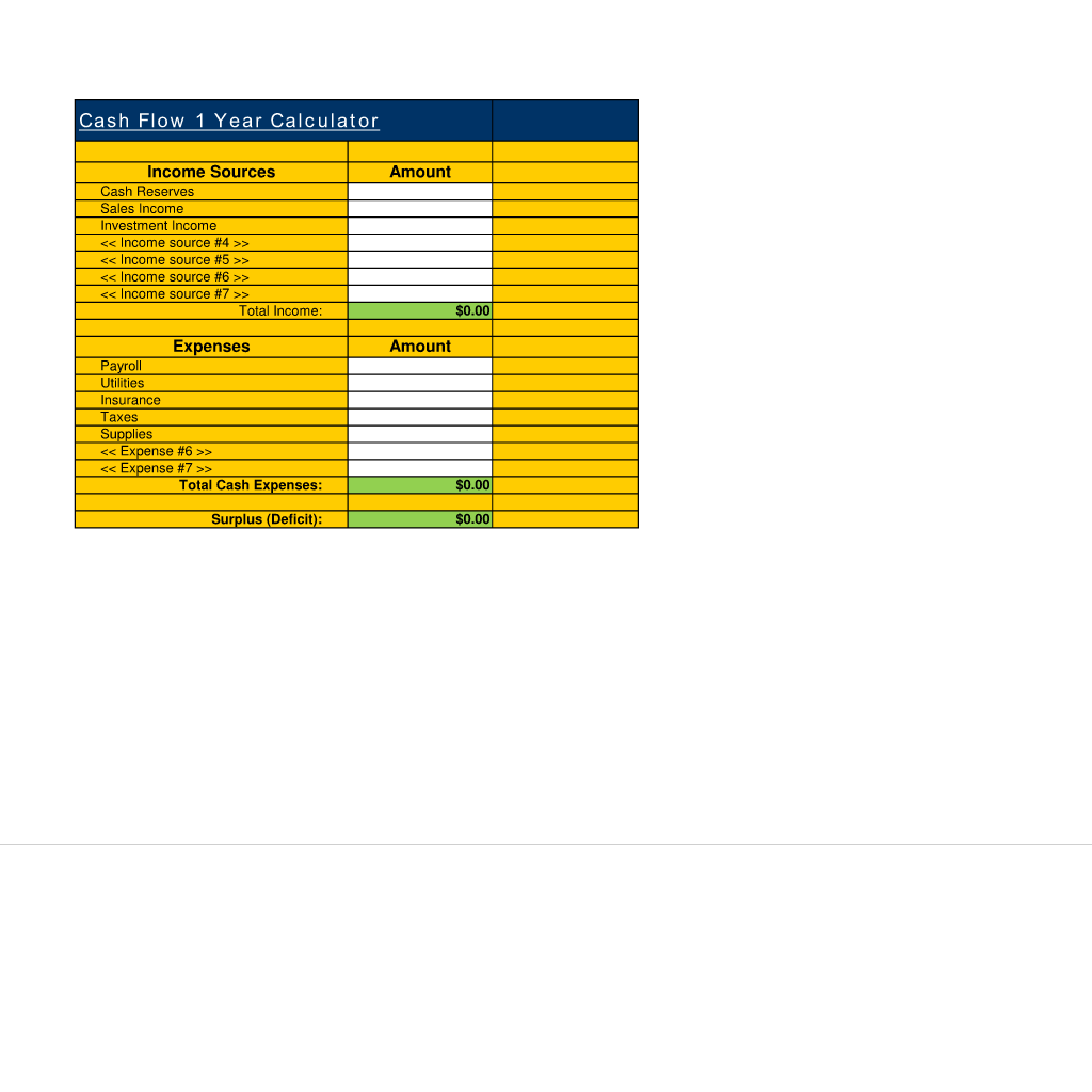 Cash Flow Current Year Calculator