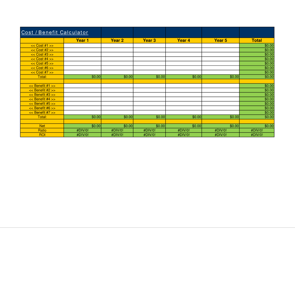 Cost Benefit Analysis Calculator