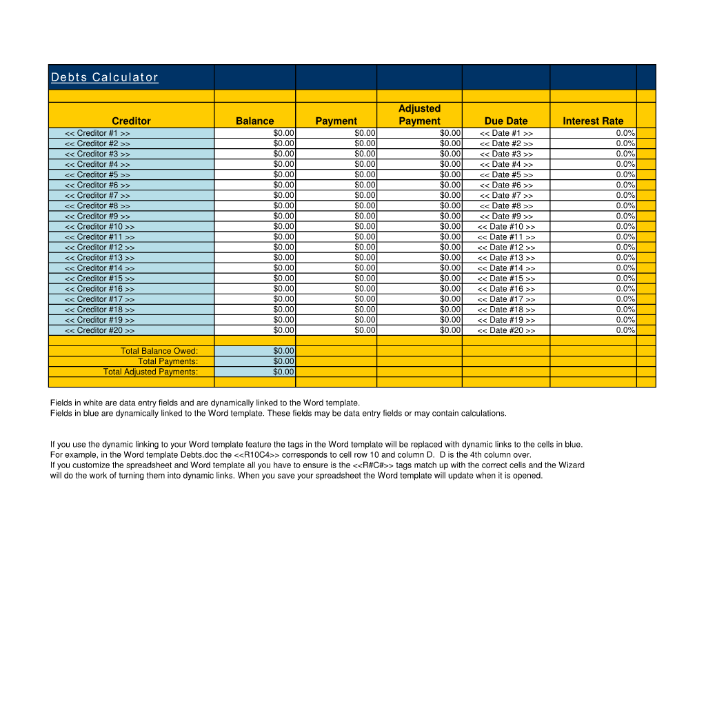 Debts Calculator