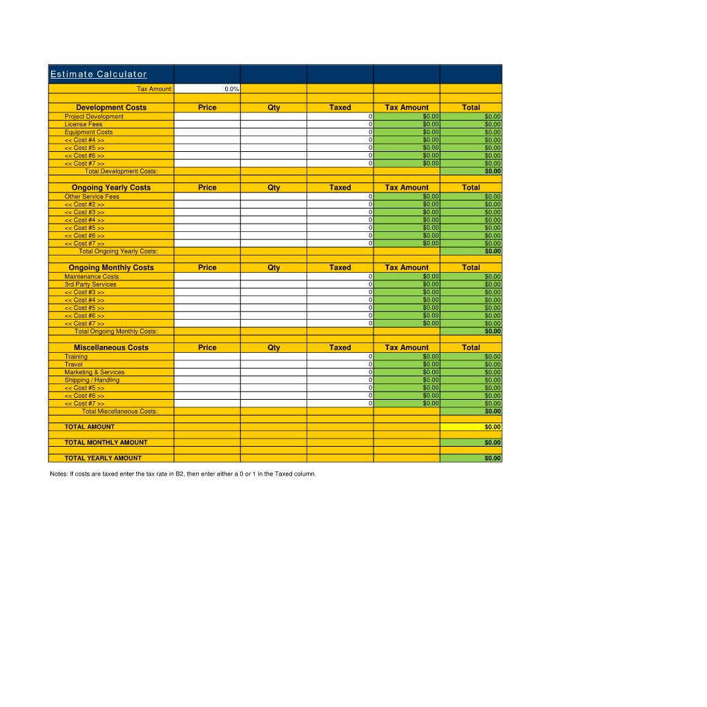 Estimate Calculator