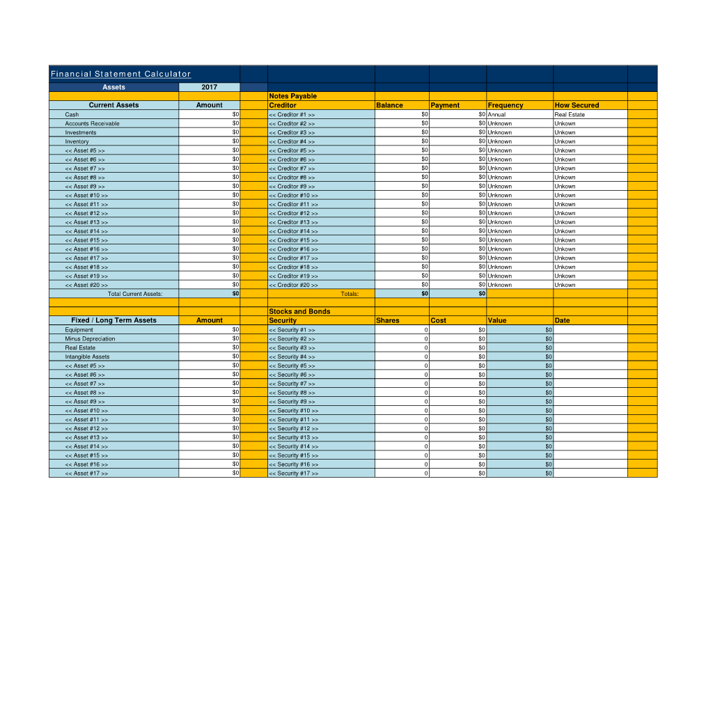 Financial Statement Calculator