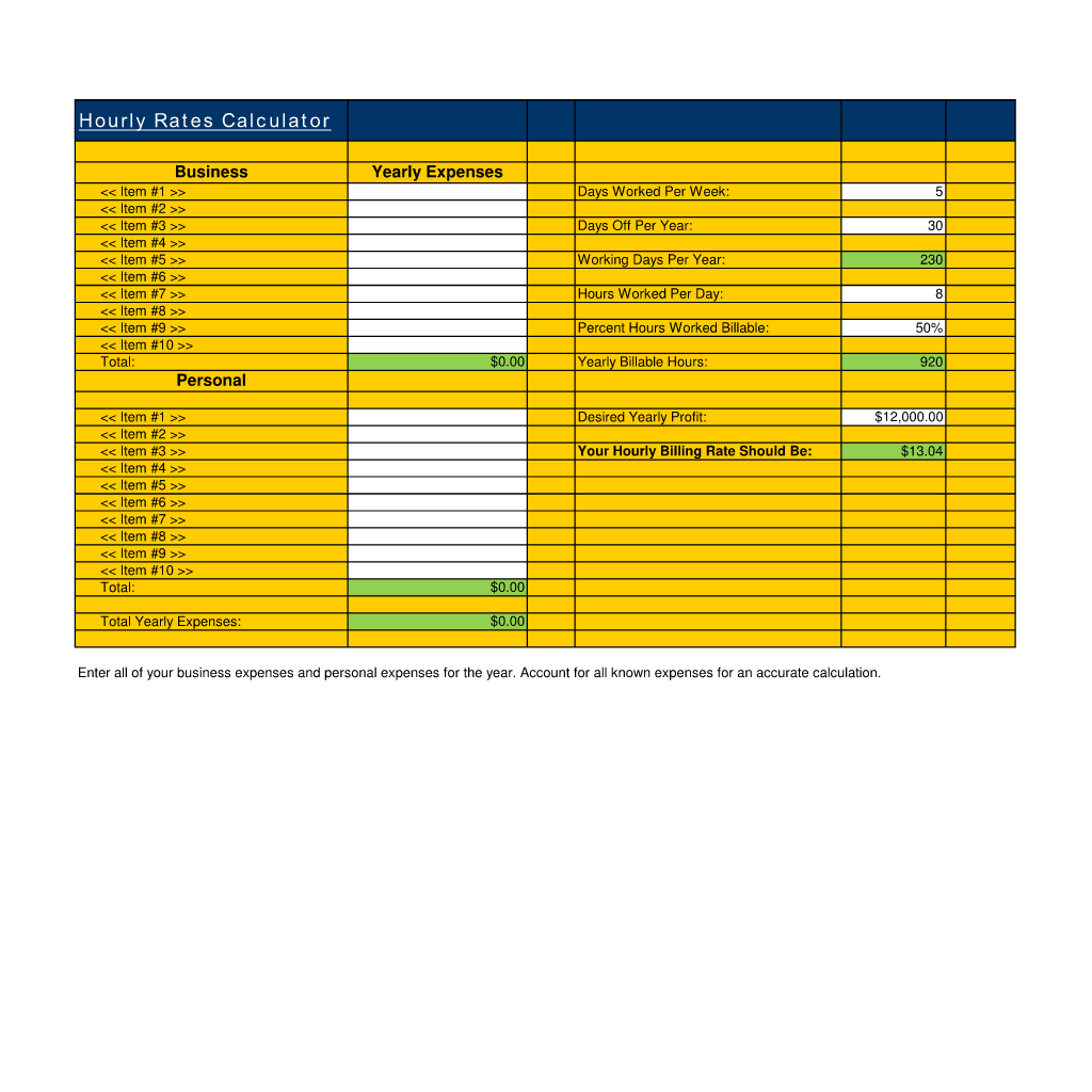 Hourly Rates Calculator