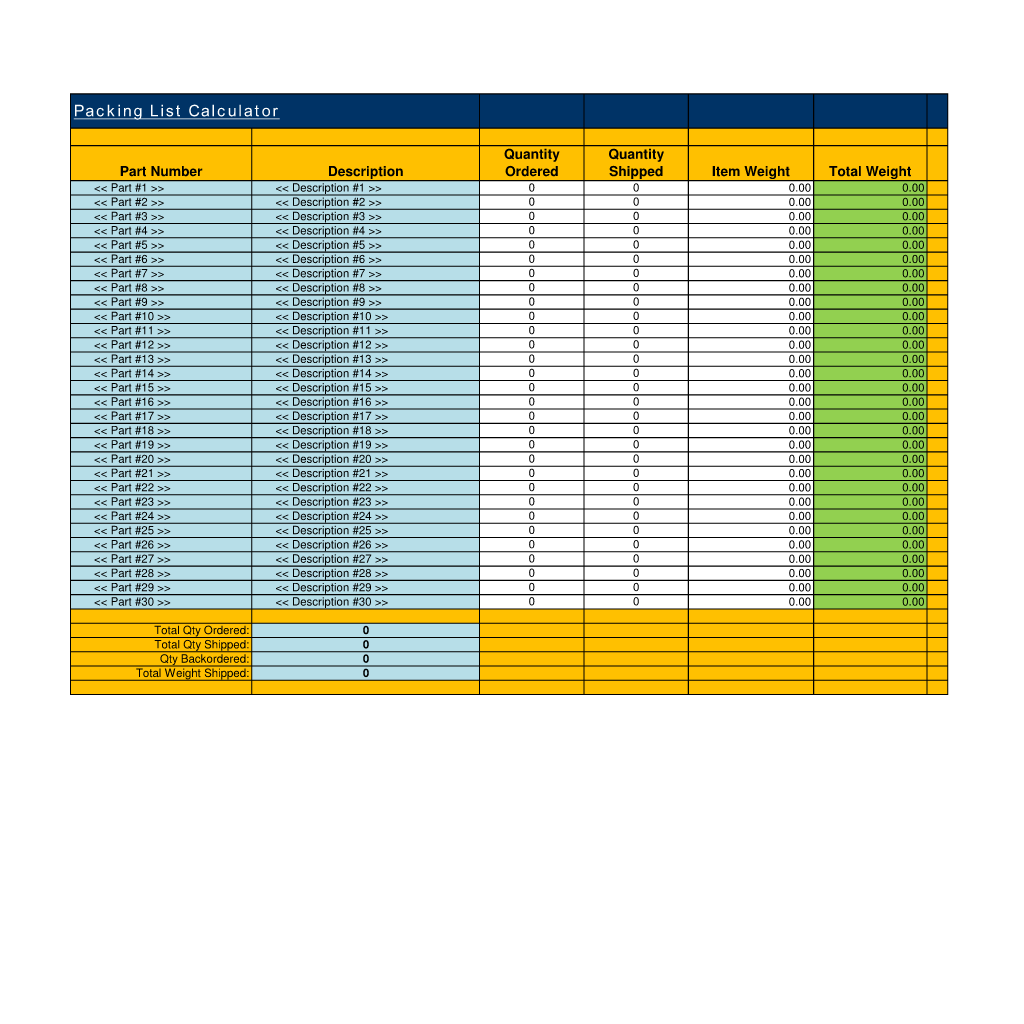 Packing List Calculator