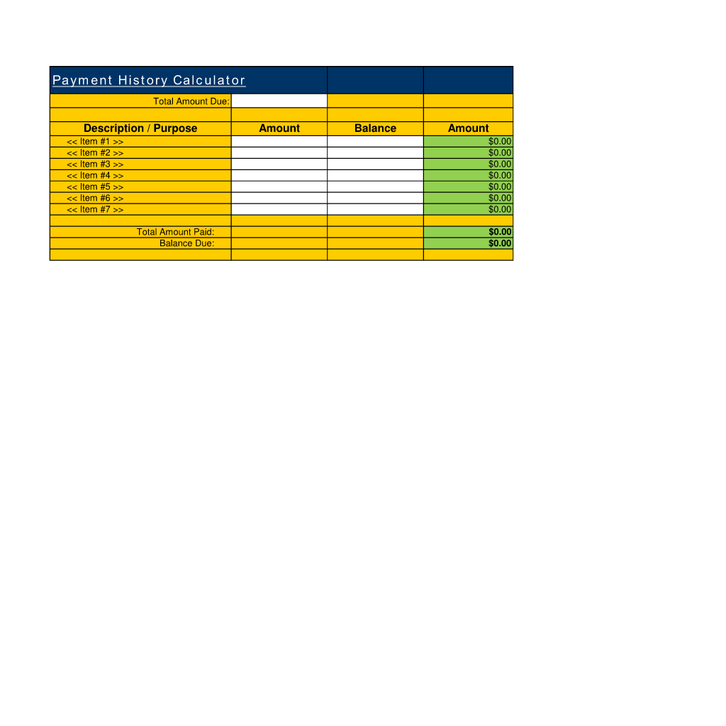 Payment History Calculator