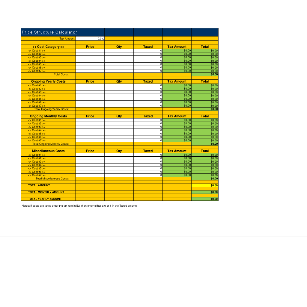 Price Structure Calculator