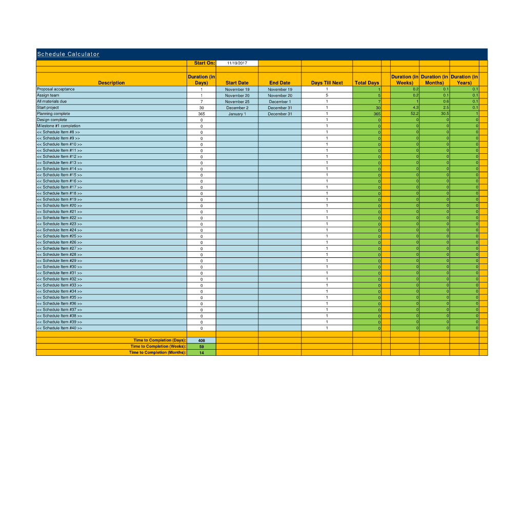 Schedule Calculator