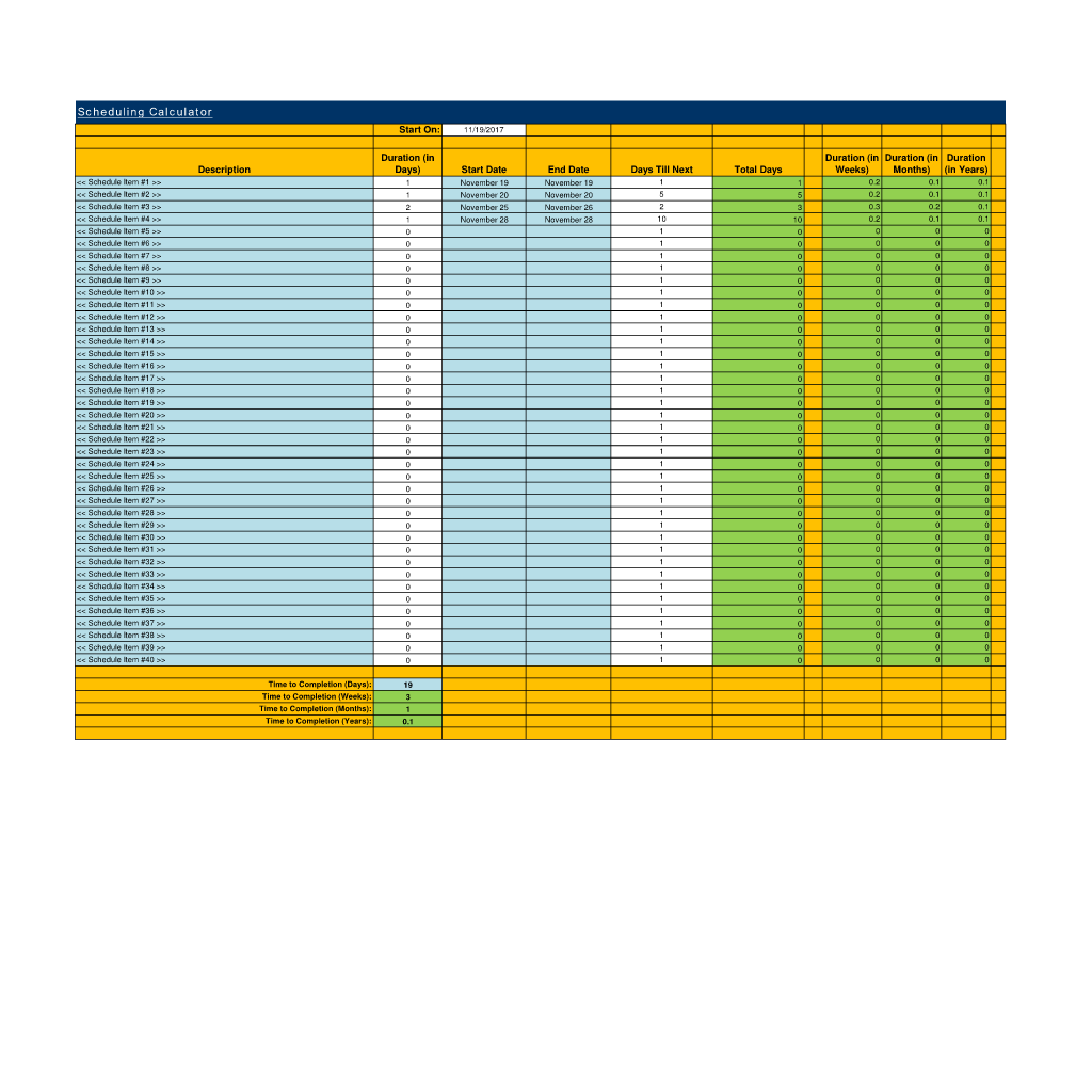 Scheduling Calculator