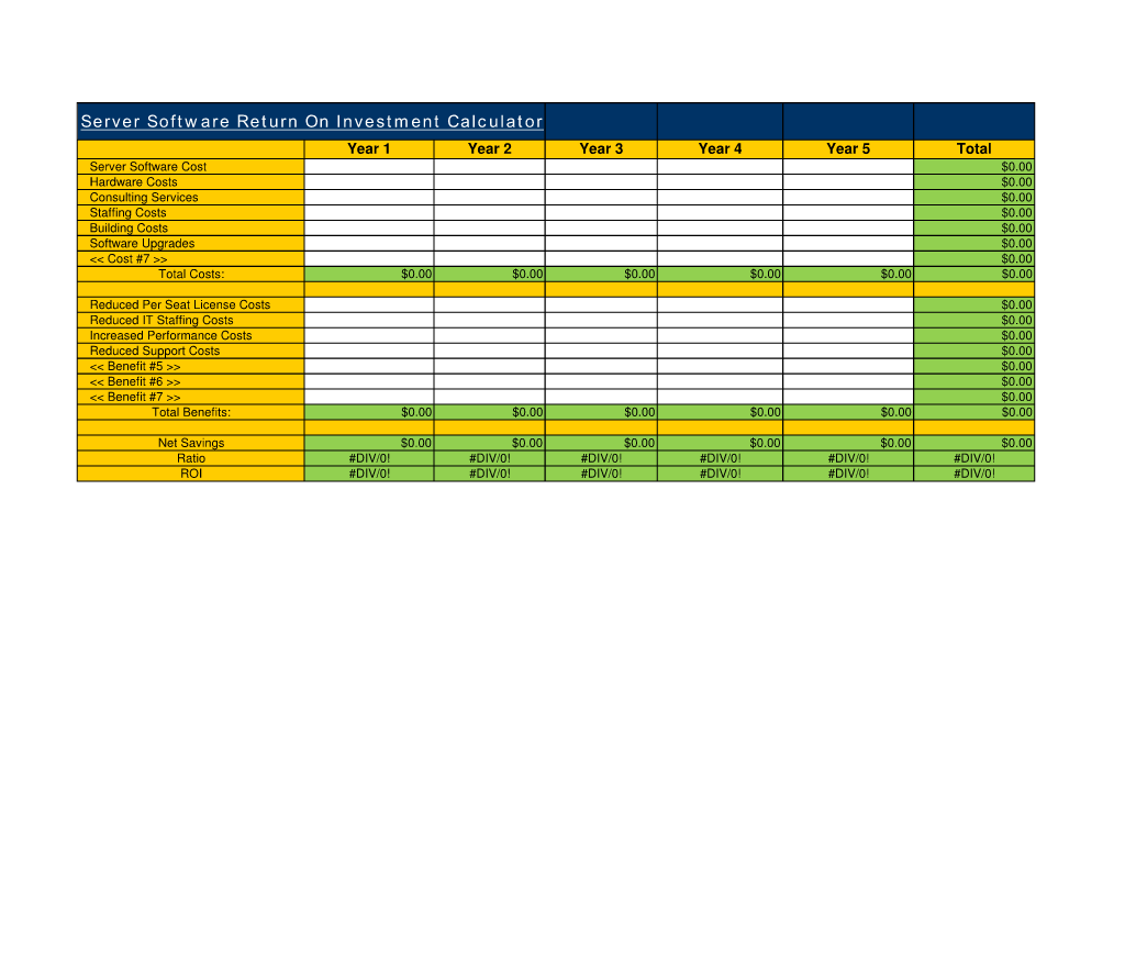 Server Software Return on Investment Calculator