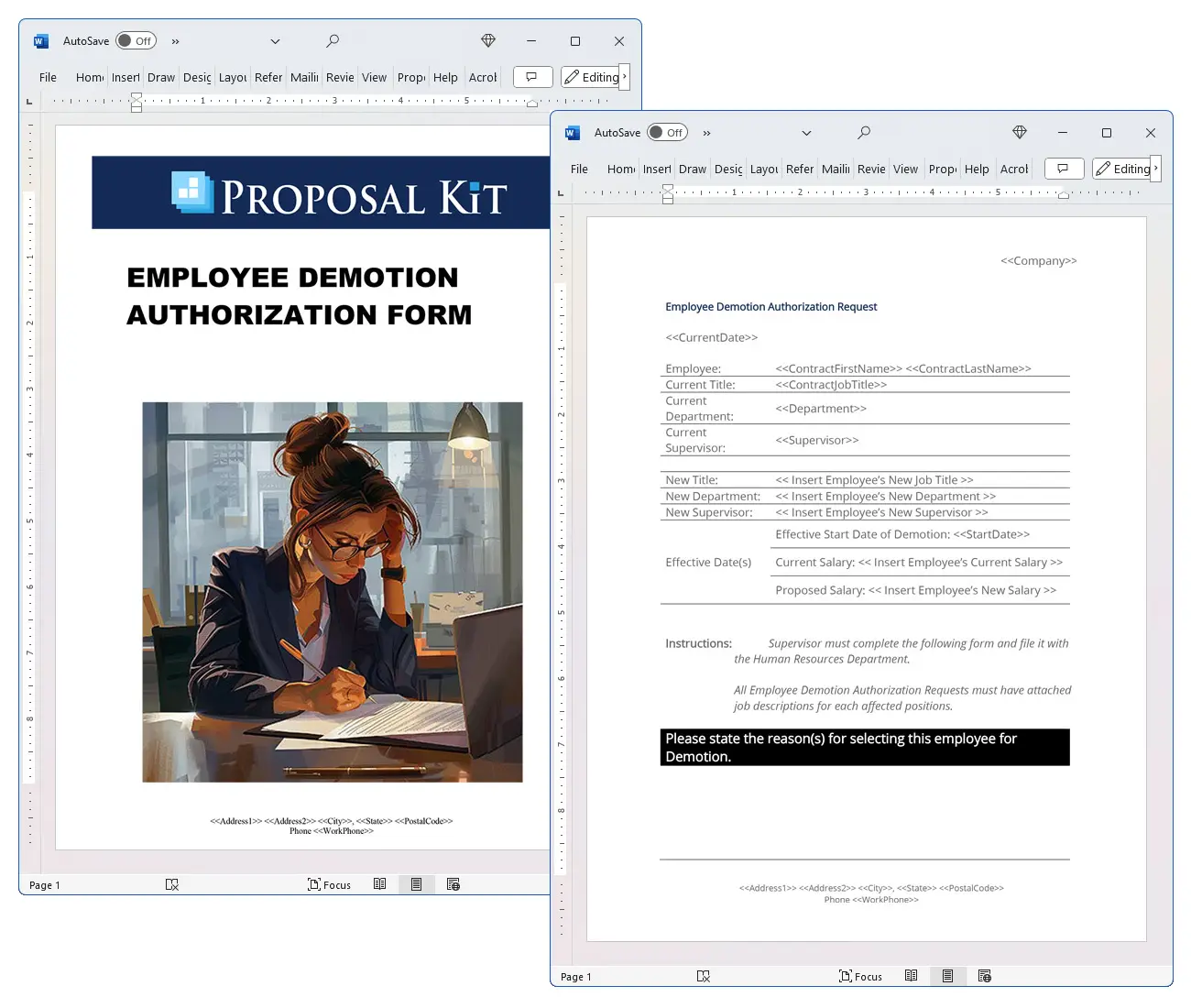 Employee Demotion Authorization Form Concepts
