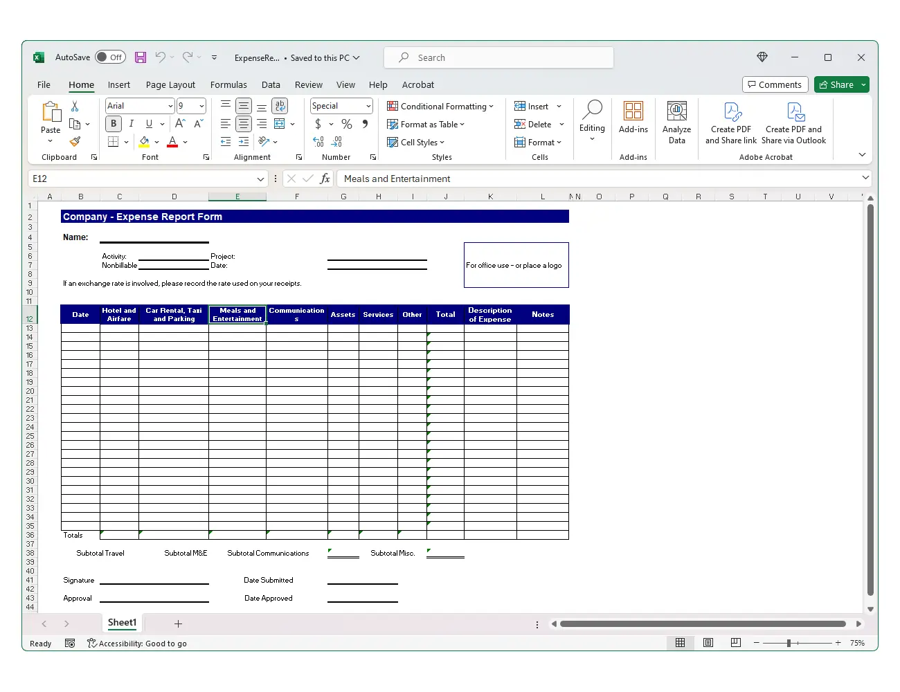 Expense Report Concepts