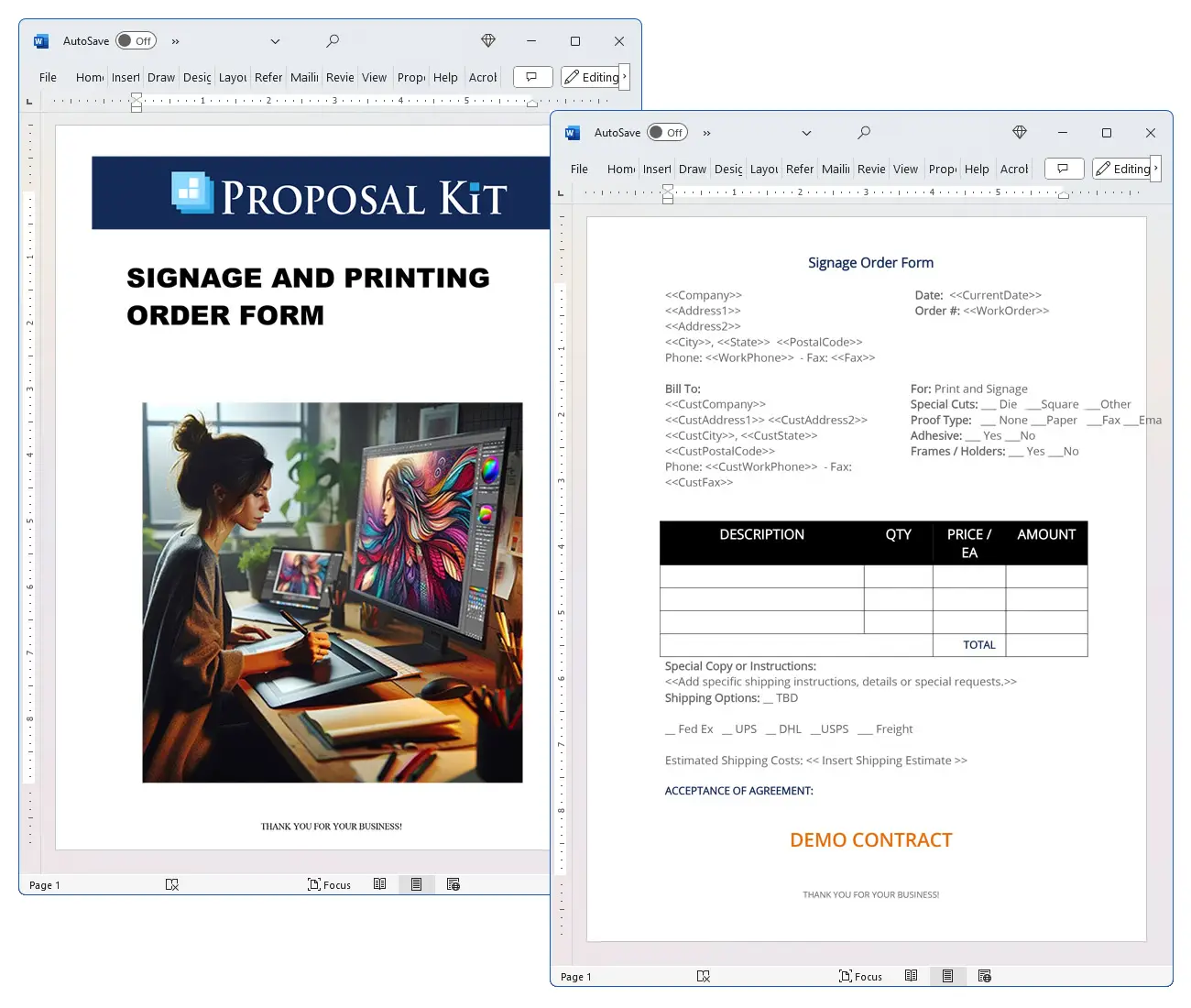 Signage and Printing Order Form Concepts