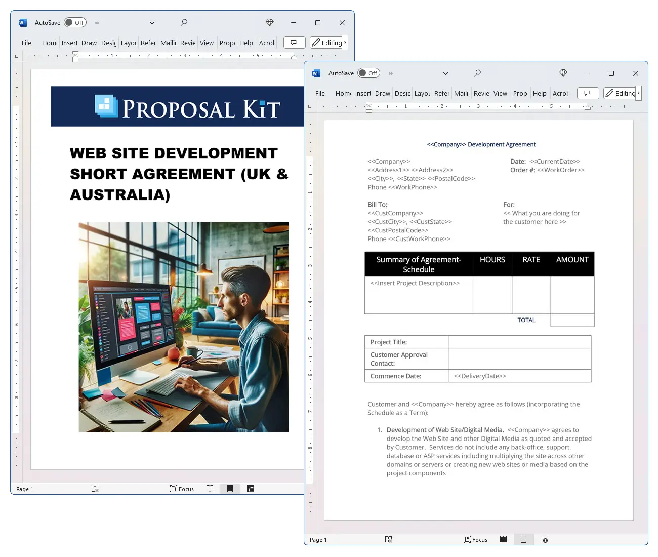 Web Site Development Short Agreement (UK & Australia) Concepts