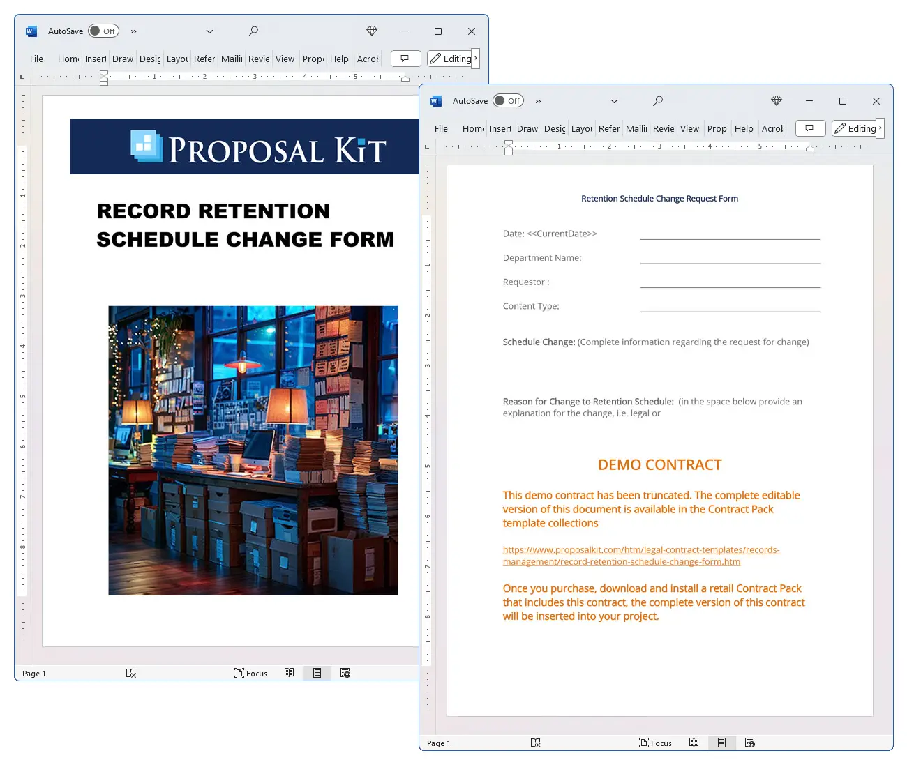 Record Retention Schedule Change Form Concepts