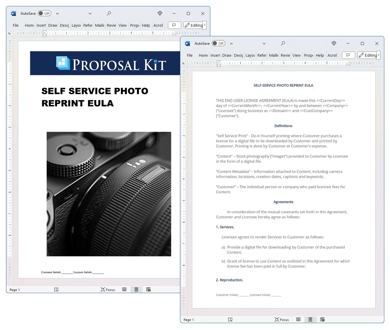 Self Service Photo Reprint EULA Concepts