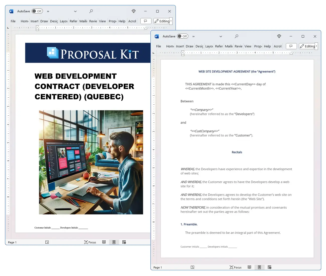 Web Development Contract (Developer Centered) (Quebec) Concepts