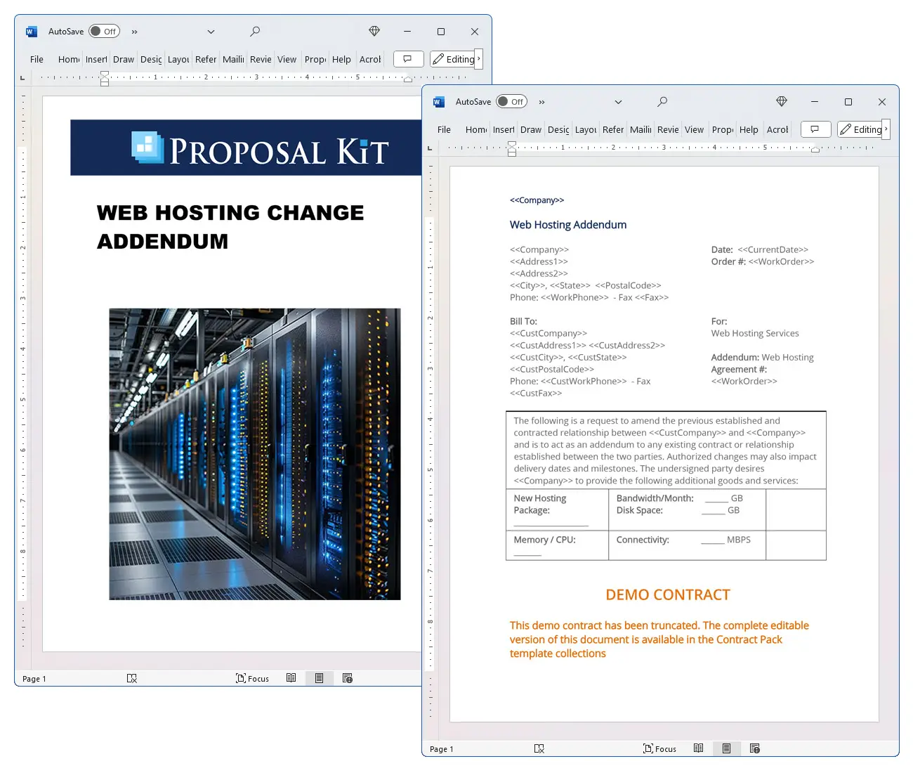 Web Hosting Change Addendum Concepts