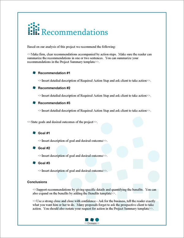 Proposal Pack Tech #1 Recommendations Page Proposal Pack Tech #1 Recommendations Page