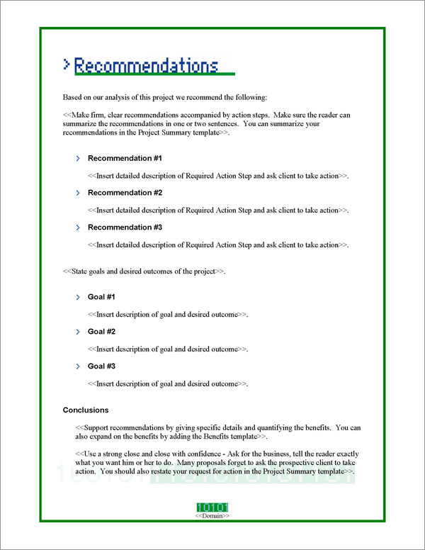 Proposal Pack Tech #2 Recommendations Page Proposal Pack Tech #2 Recommendations Page