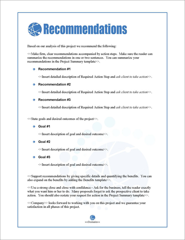 Proposal Pack Web #1 Recommendations Page Proposal Pack Web #1 Recommendations Page