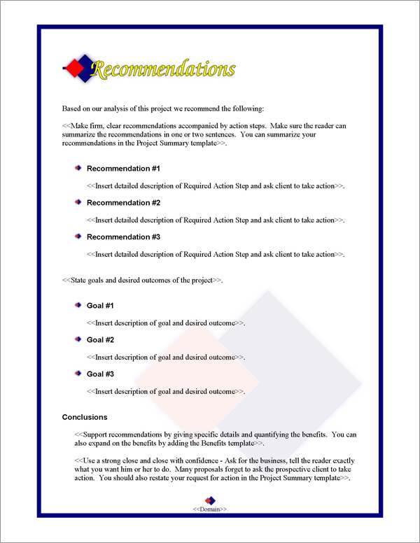 Proposal Pack Contemporary #2 Recommendations Page Proposal Pack Contemporary #2 Recommendations Page
