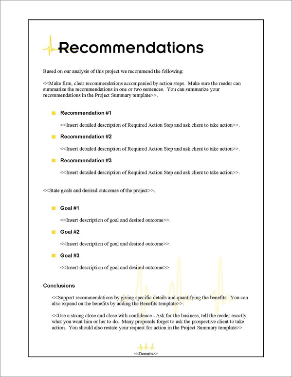 Proposal Pack Healthcare #1 Recommendations Page Proposal Pack Healthcare #1 Recommendations Page