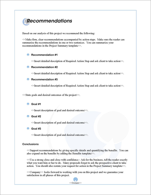 Proposal Pack In Motion #1 Recommendations Page Proposal Pack In Motion #1 Recommendations Page
