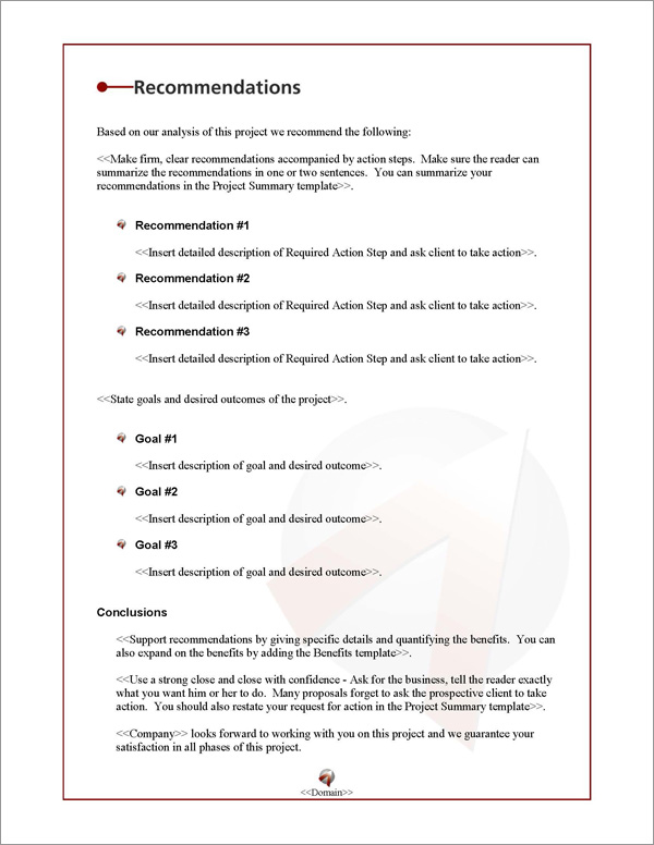 Proposal Pack Business #5 Recommendations Page Proposal Pack Business #5 Recommendations Page