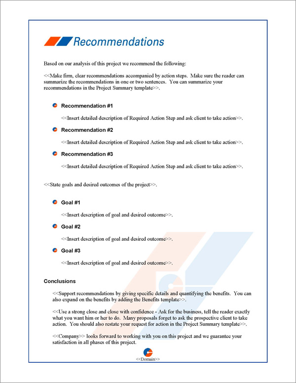 Proposal Pack Business #6 Recommendations Page Proposal Pack Business #6 Recommendations Page