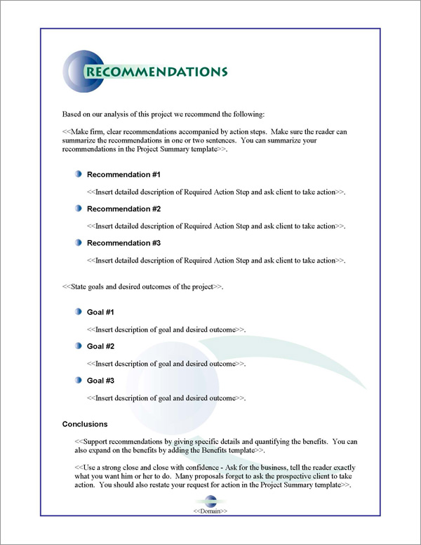 Proposal Pack Contemporary #3 Recommendations Page Proposal Pack Contemporary #3 Recommendations Page