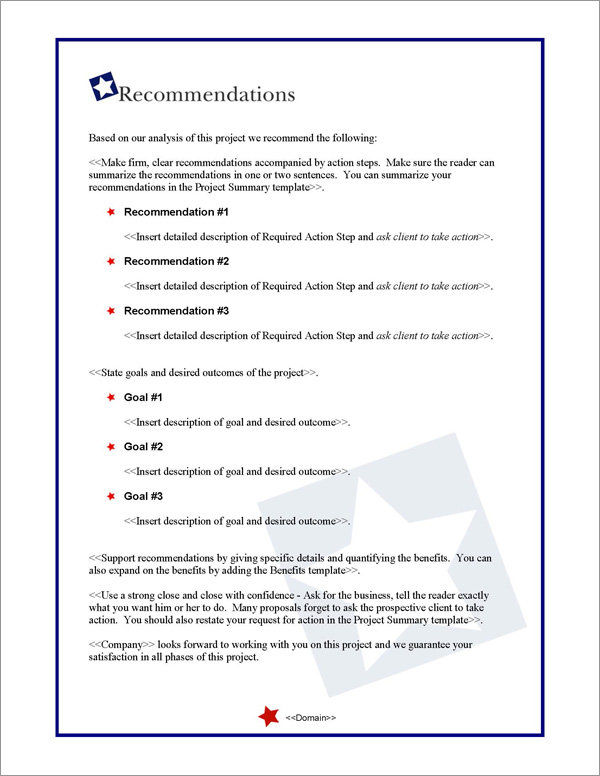 Proposal Pack Flag #1 Recommendations Page Proposal Pack Flag #1 Recommendations Page