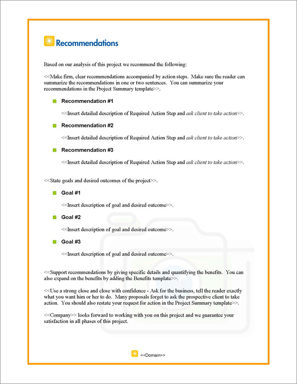 Proposal Pack Photography #1 Recommendations Page Proposal Pack Photography #1 Recommendations Page