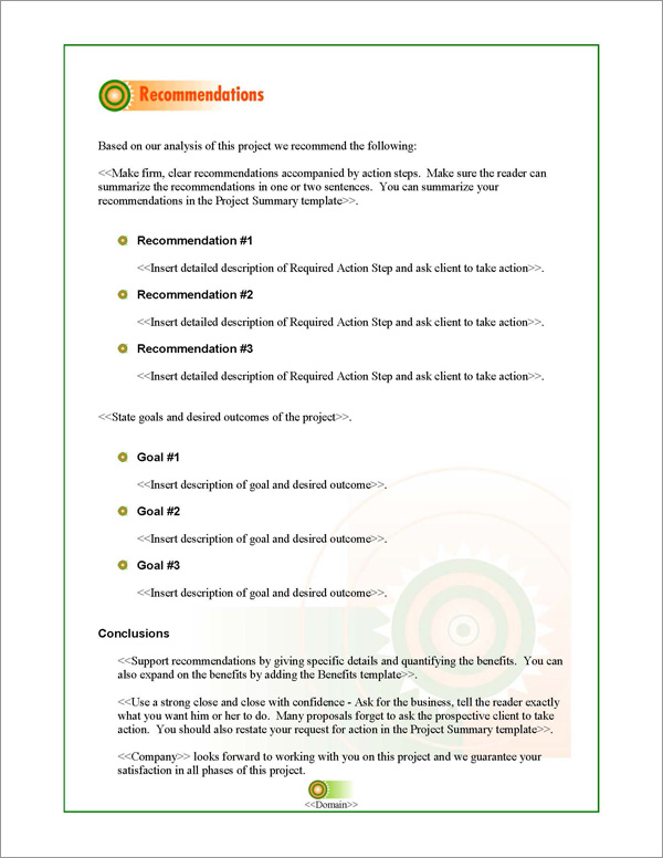 Proposal Pack Business #7 Recommendations Page Proposal Pack Business #7 Recommendations Page