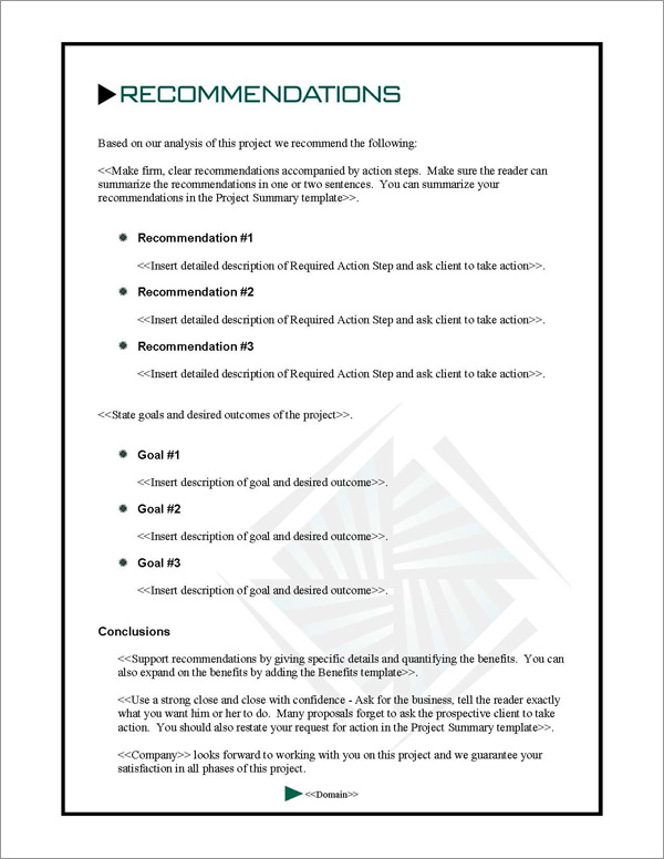 Proposal Pack Contemporary #4 Recommendations Page Proposal Pack Contemporary #4 Recommendations Page
