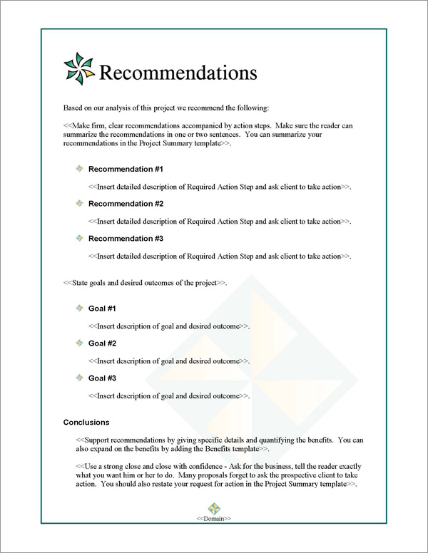 Proposal Pack Contemporary #5 Recommendations Page Proposal Pack Contemporary #5 Recommendations Page