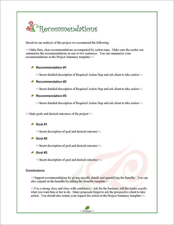 Proposal Pack Nature #1 Recommendations Page Proposal Pack Nature #1 Recommendations Page