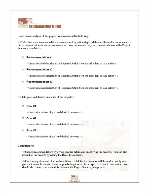 Proposal Pack Military #2 Recommendations Page Proposal Pack Military #2 Recommendations Page