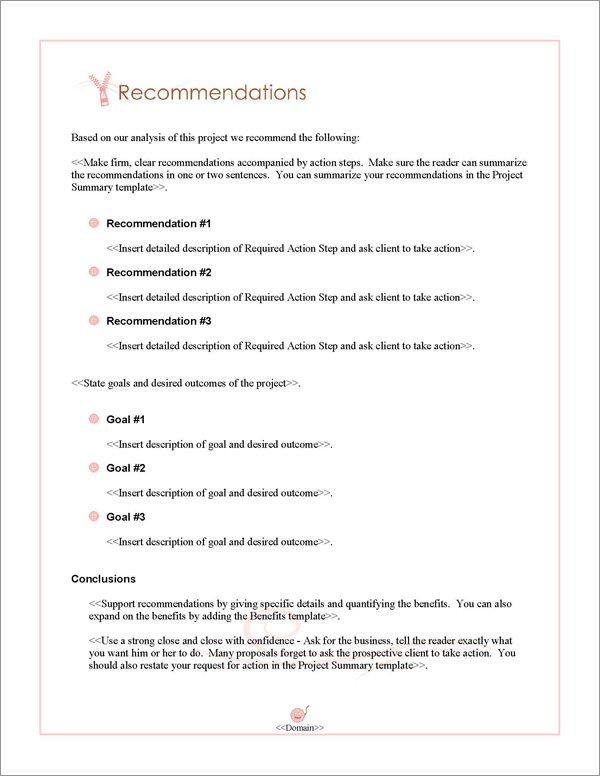 Proposal Pack Fashion #2 Recommendations Page Proposal Pack Fashion #2 Recommendations Page