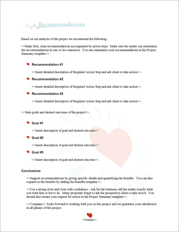 Proposal Pack Medical #6 Recommendations Page Proposal Pack Medical #6 Recommendations Page
