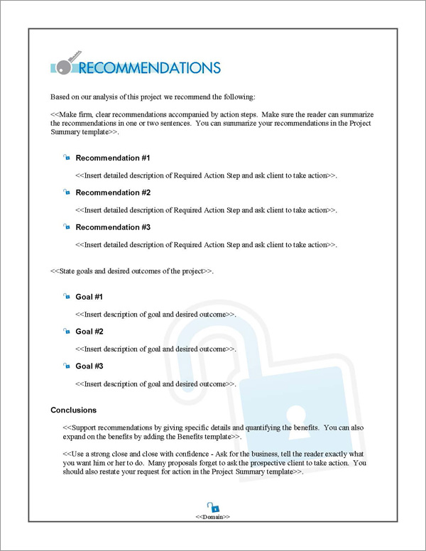 Proposal Pack Security #4 Recommendations Page Proposal Pack Security #4 Recommendations Page