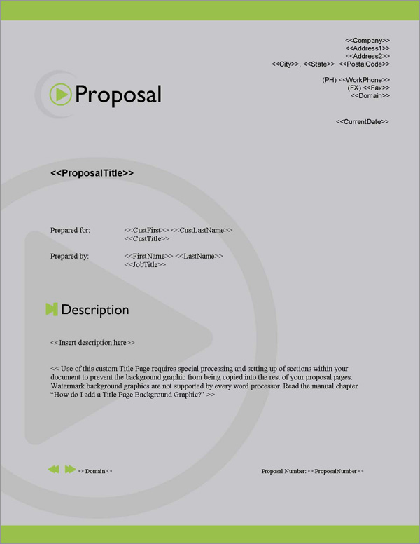 Proposal Pack Entertainment #7 Title Page
