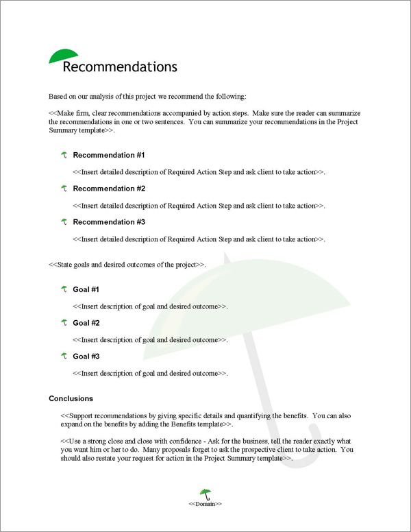 Proposal Pack Security #5 Recommendations Page Proposal Pack Security #5 Recommendations Page