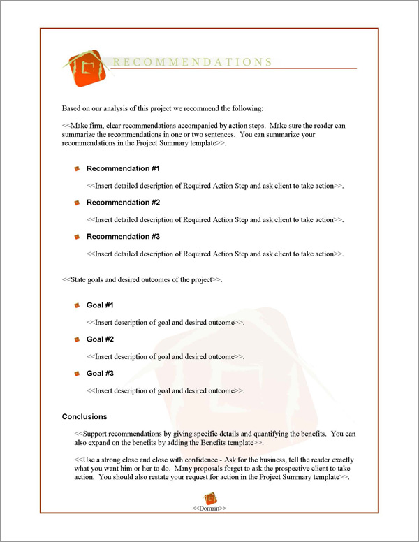Proposal Pack Real Estate #2 Recommendations Page Proposal Pack Real Estate #2 Recommendations Page