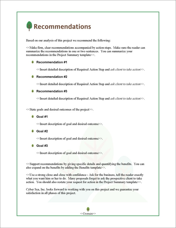 Proposal Pack Nature #3 Recommendations Page Proposal Pack Nature #3 Recommendations Page