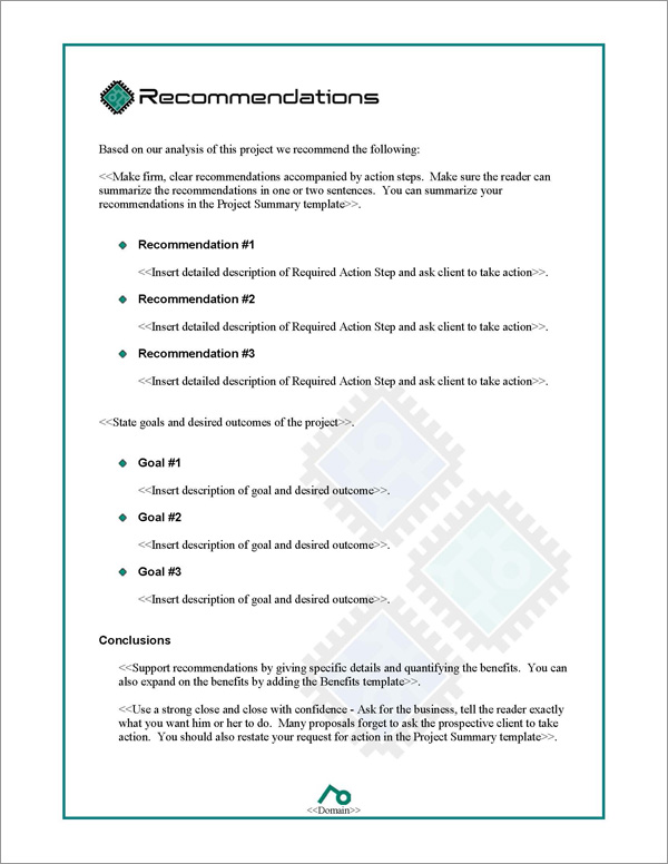 Proposal Pack Tech #3 Recommendations Page Proposal Pack Tech #3 Recommendations Page