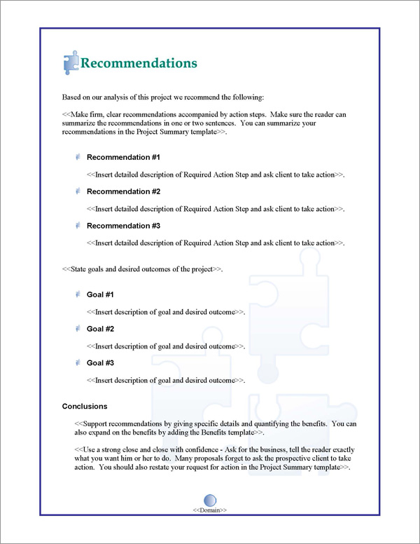 Proposal Pack Concepts #2 Recommendations Page Proposal Pack Concepts #2 Recommendations Page