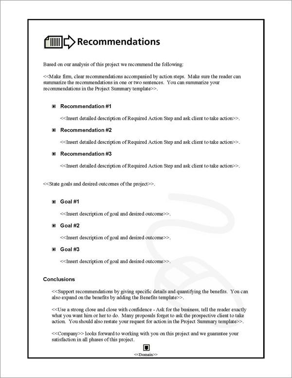 Proposal Pack Tech #4 Recommendations Page Proposal Pack Tech #4 Recommendations Page