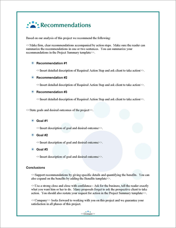Proposal Pack Contemporary #6 Recommendations Page Proposal Pack Contemporary #6 Recommendations Page
