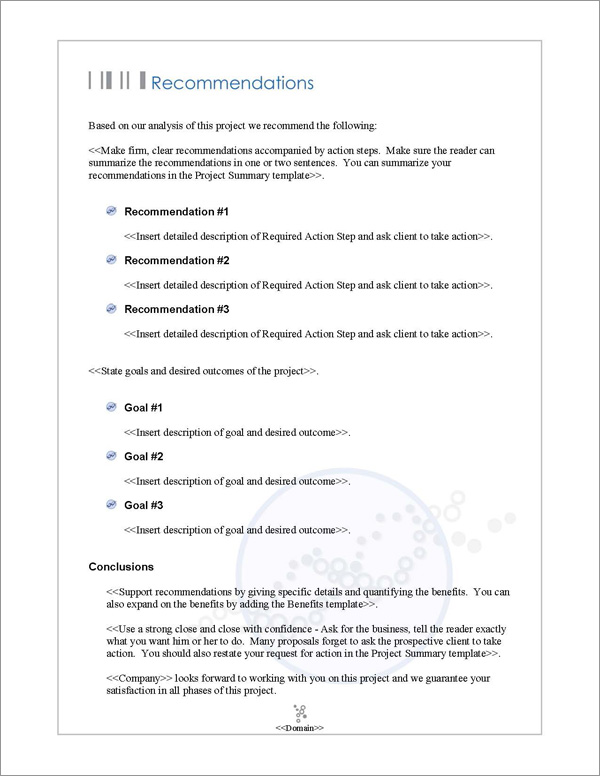 Proposal Pack Medical #3 Recommendations Page Proposal Pack Medical #3 Recommendations Page