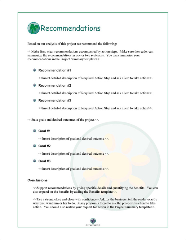 Proposal Pack Travel #1 Recommendations Page Proposal Pack Travel #1 Recommendations Page
